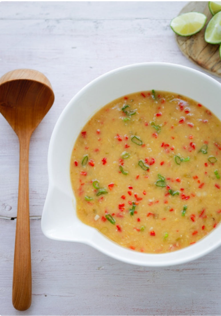 YELLOW SPLIT PEAS WITH CHILLI, GINGER AND LIME.